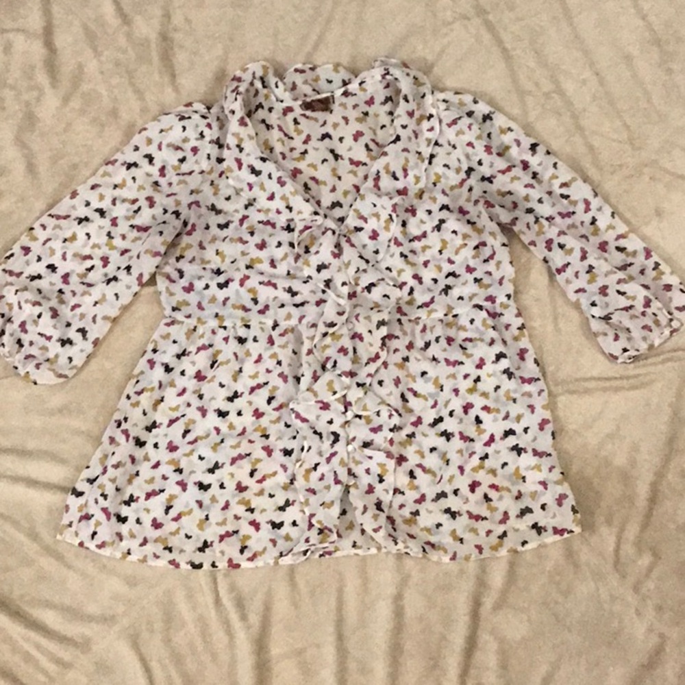 Cute almost sheer butterfly blouse